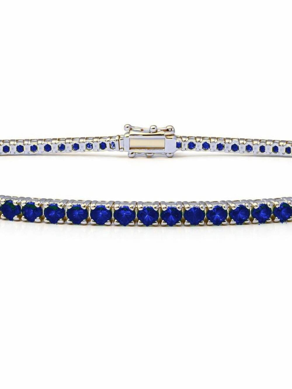 4.01ctw Natural Ceylon Blue Sapphire Tennis Bracelet 14K White Gold 7 Inch